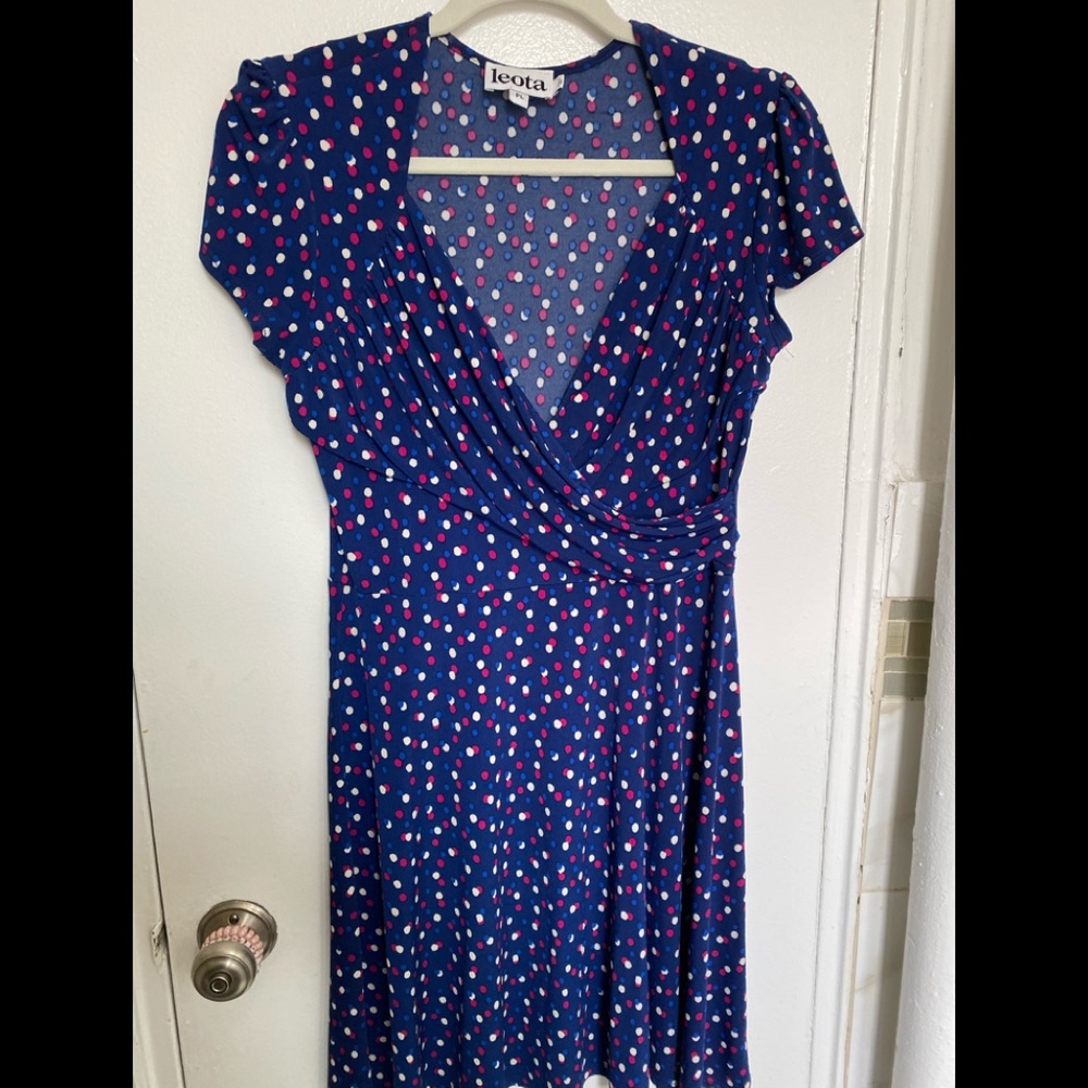 Leota Blue pooka dot dress